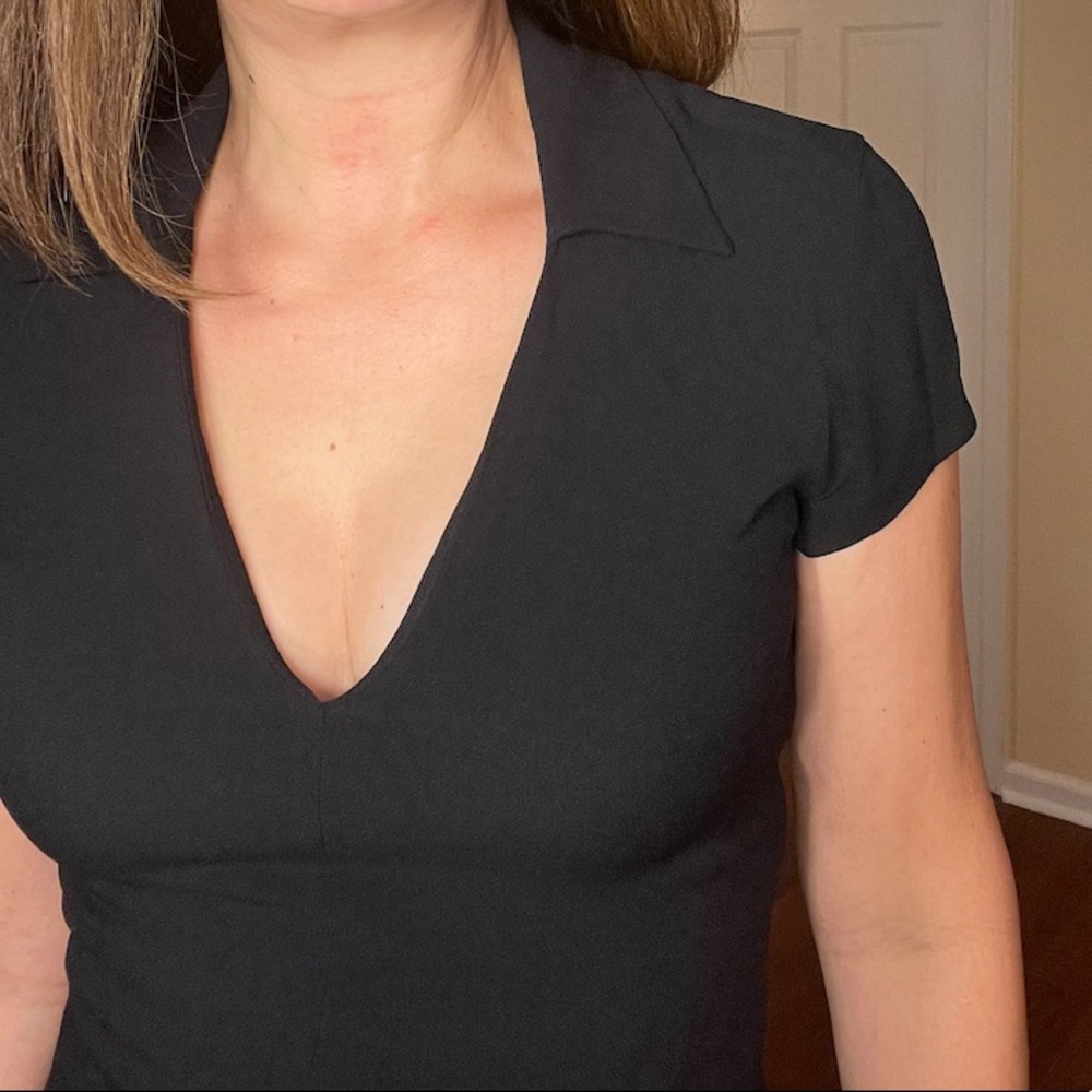 Theory Black V-neck Casual Mini Shirt Dress 2 - Picture 6 of 10